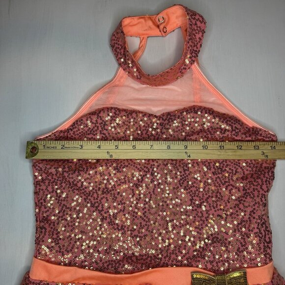 Revolution Dance Costume CORAL Sequins XL Child Solo Lyrical Figure Ice Skate - Picture 13 of 15